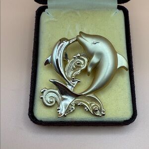 Silver Dolphin Brooch